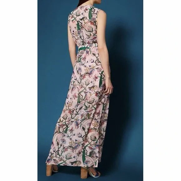 Ted Baker Pink Jungle Floral Maxi Dress Belted Sleeveless Occasion US 6 - Picture 3 of 12